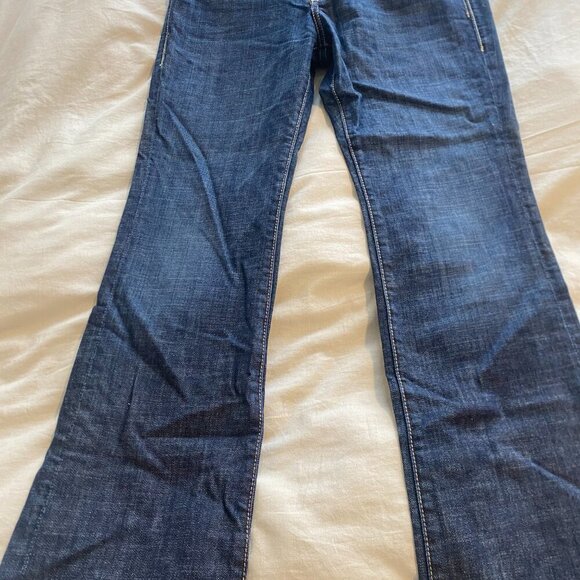Vtg Guess Premium Y2K Denim Flare Leg Dark Wash Mid Rise‎ Low Rise Jeans Size 31 - Picture 2 of 16